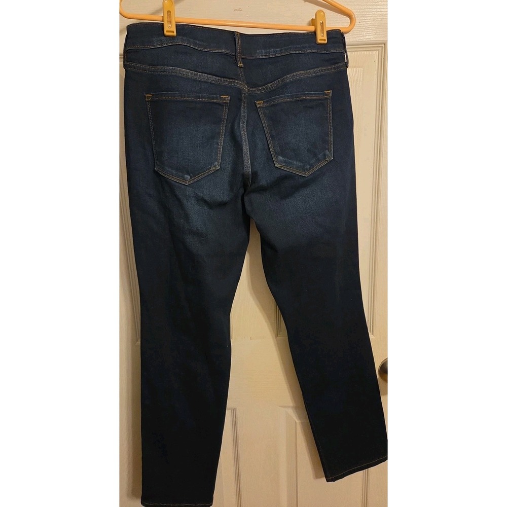 Old Navy Womens Power Slim Straight Mid Rise Dark Wash Blue Jeans 8 Short - Picture 4 of 5